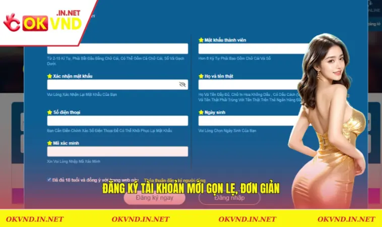 Đăng ký tài khoản mới gọn lẹ, đơn giản