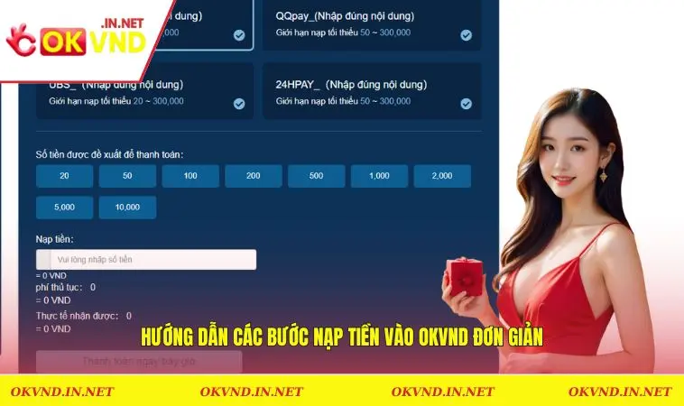 Hướng dẫn các bước nạp tiền vào OKVND đơn giản